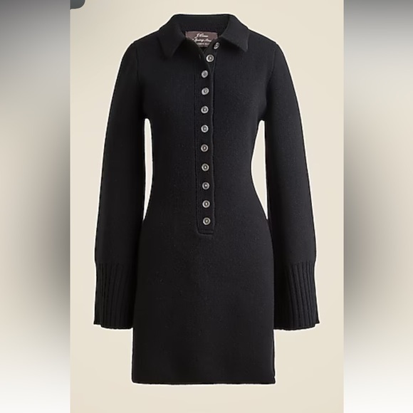 J. Crew Dresses & Skirts - Jcrew Spring Street cashmere polo sweater-dress in Black, size L, NWT